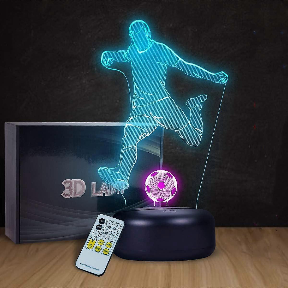 Playing Football Lamp 3D Visual Football LED Nightlight Touch Switch and Remote Control
