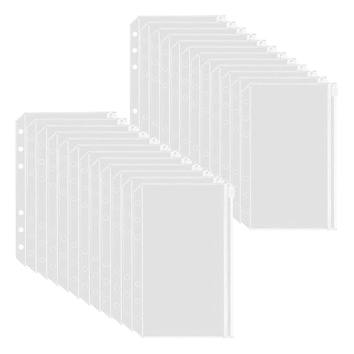 50stk A6 ringbind lommer 6 huller bindemiddel pose Lynlås mapper til 6-ring bindemiddel Pvc kontant budget konvolutter lynlås taske