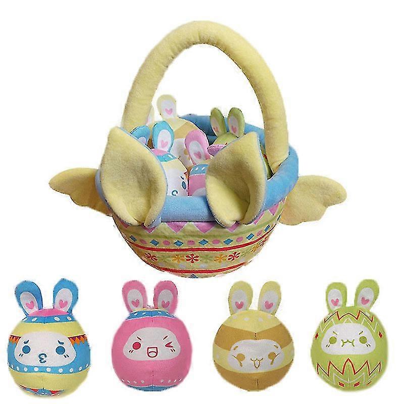Plush Easter Bunny Basket | Easter Basket With Eggs,easter Basket Playset, Easter Bunny Eggs For Easter Party, Carnival