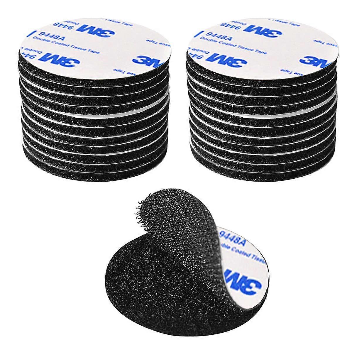 Extra Strong Double Sided Adhesive Tape, Black Reusable Self Adhesive Tape Round 4cm Powerful Double Sided Adhesive for DIY/Photo Frame, 20pcs