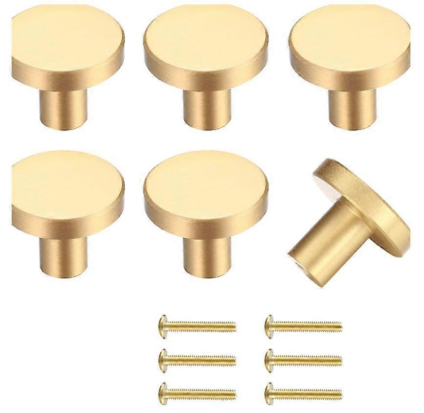 6 Pieces Drawer Knobs, Gold Furniture Knobs, Round Cabinet Knobs, Gold Brass Drawer Knobs, Kitchen Door Handles for Decor, with Screwdriver - 20 * 25 