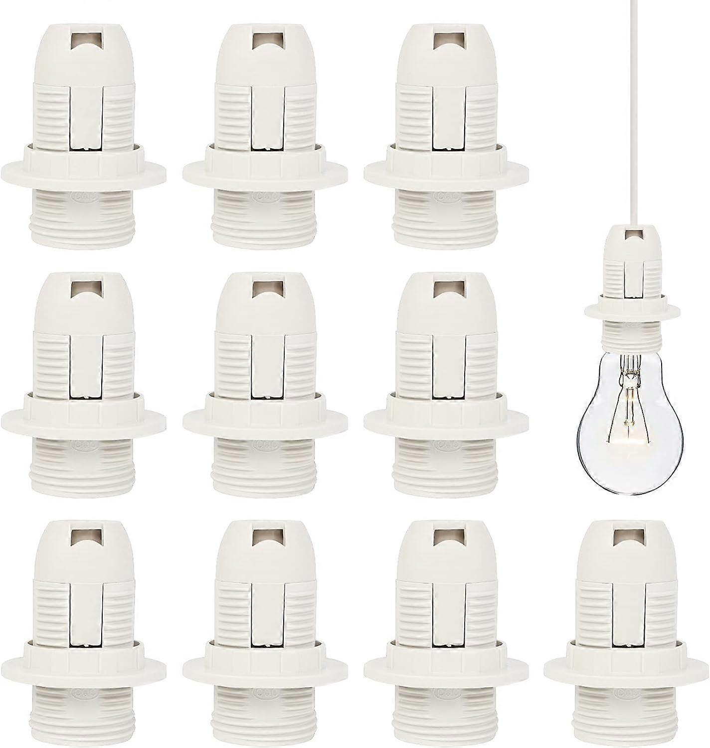 E14 Lamp Socket 10 Pcs E14 Plastic Bulb Socket 250 2A Vintage Lamp Socket Holder E14 Socket Adapter for E14 Screw Bulb Energy Saving Lamp Screw, White