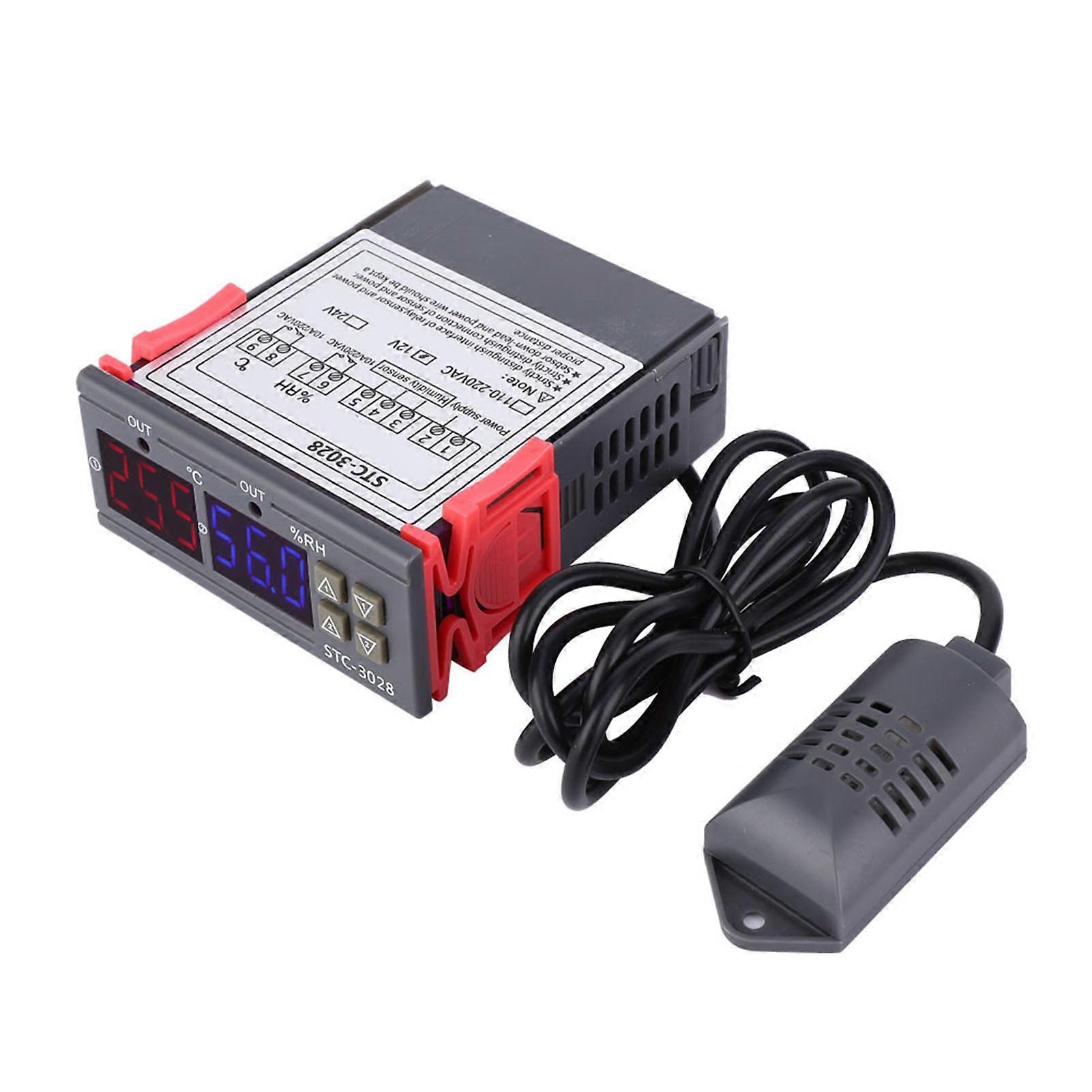Digital Temperature Humidity Controller Meter STC-3028 with Integrated Sensor (12V)