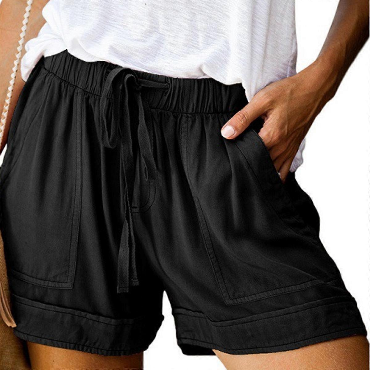 Shorts Kvinnor, Enkelt Mode, Svart, S