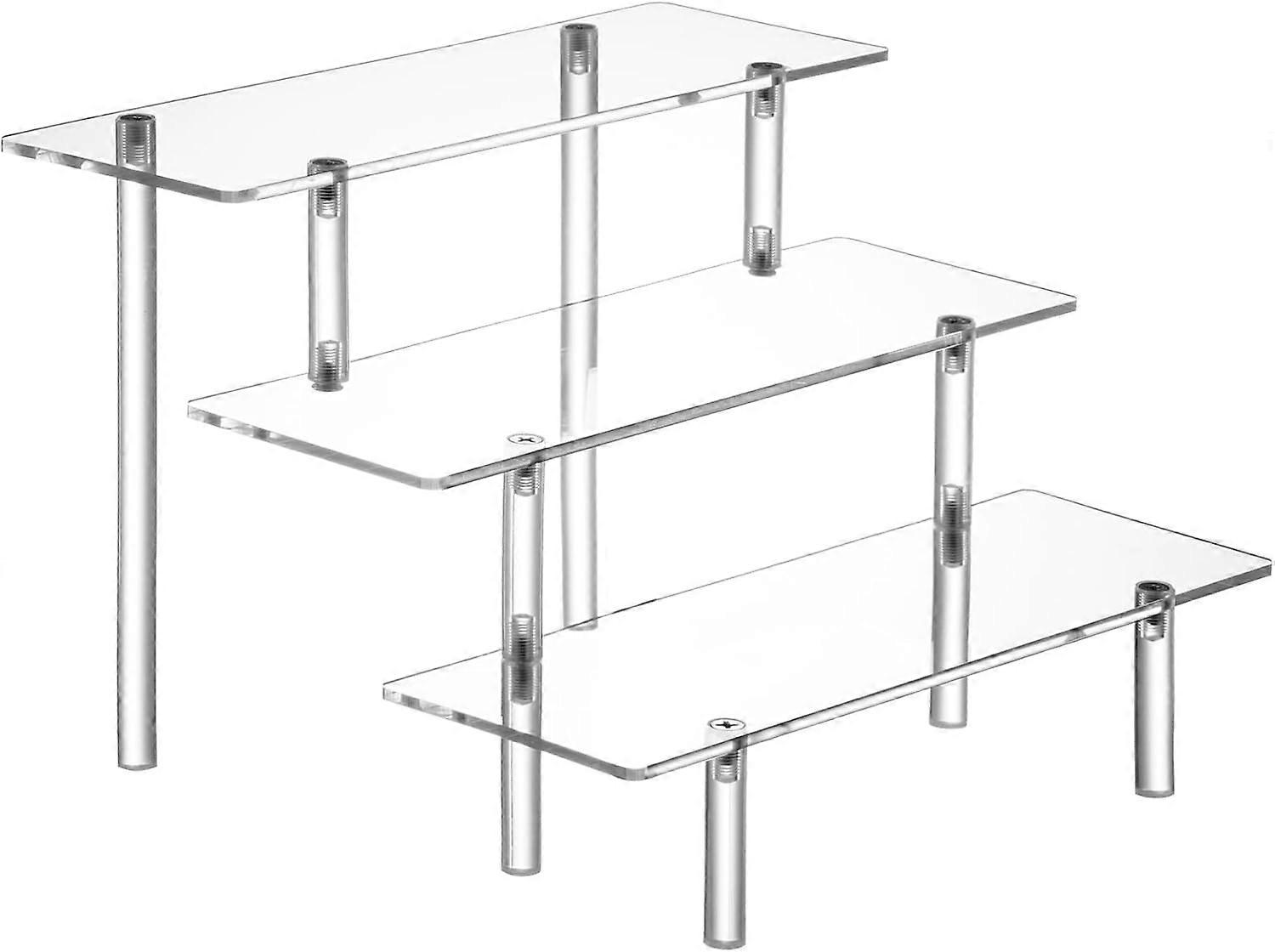Large Acrylic Display Risers, Perfume Stand Organizer, Clear Acrylic Shelf Risers for Display Stands for Food, Tabletop Use, Amiibo Funko POP Figure, 