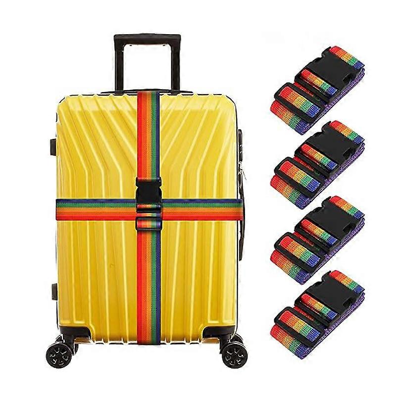 Luggage Straps, 4Pcs Wide Travel Secure Belt for Suitcase with Name ID Card
