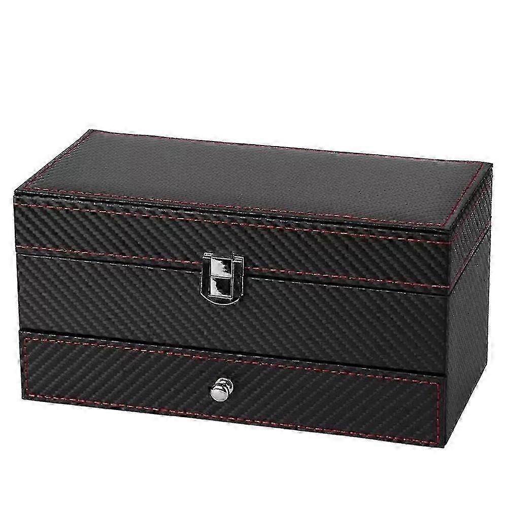 Couple 4 Grid Watch Box Watch Case Double Jewelry Display Storage Box Rack Storage Display Box Blac