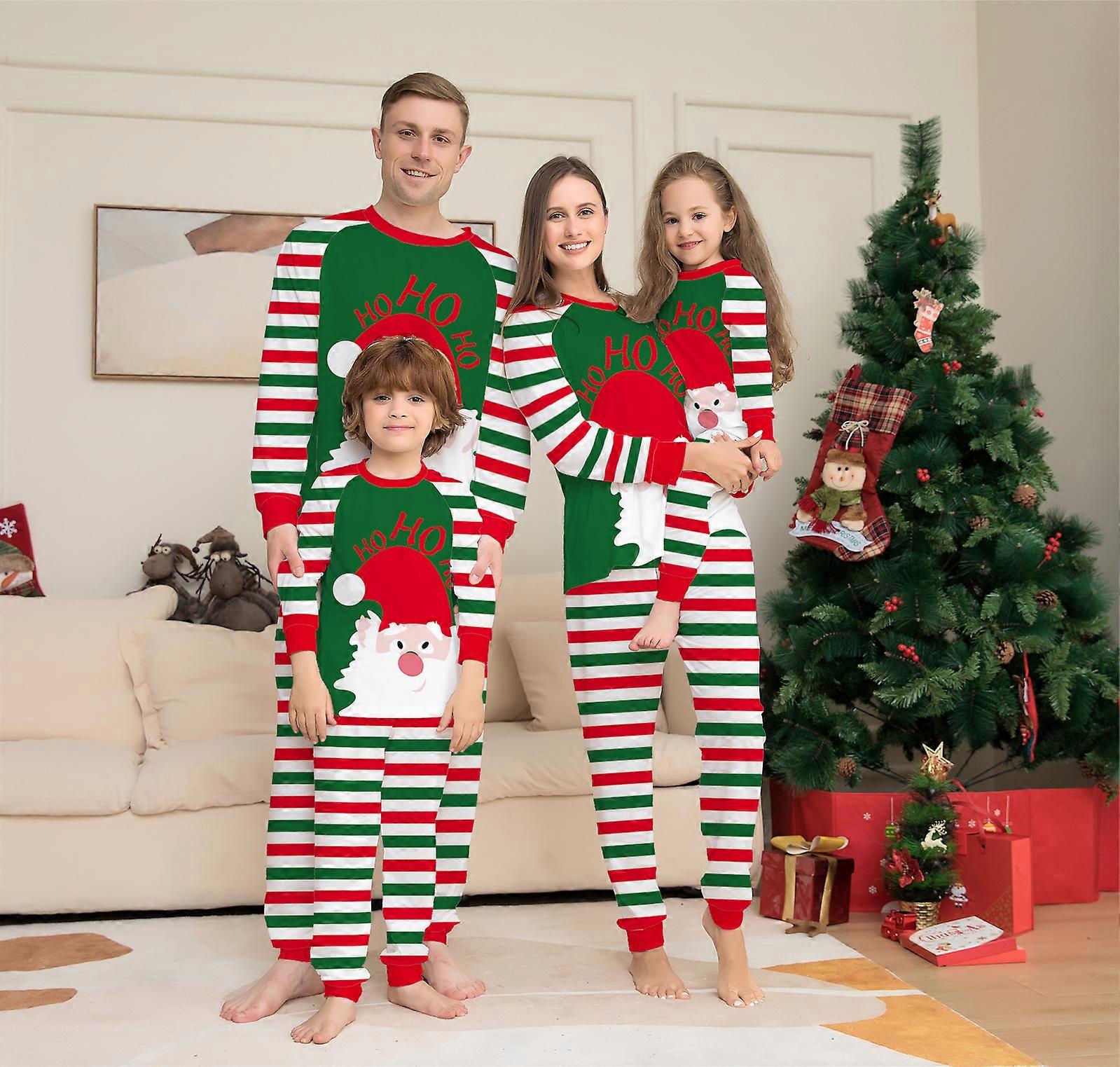Julepyjamas Jul Familier Pyjamas Sæt Jul forældre-barn tøj stil 11