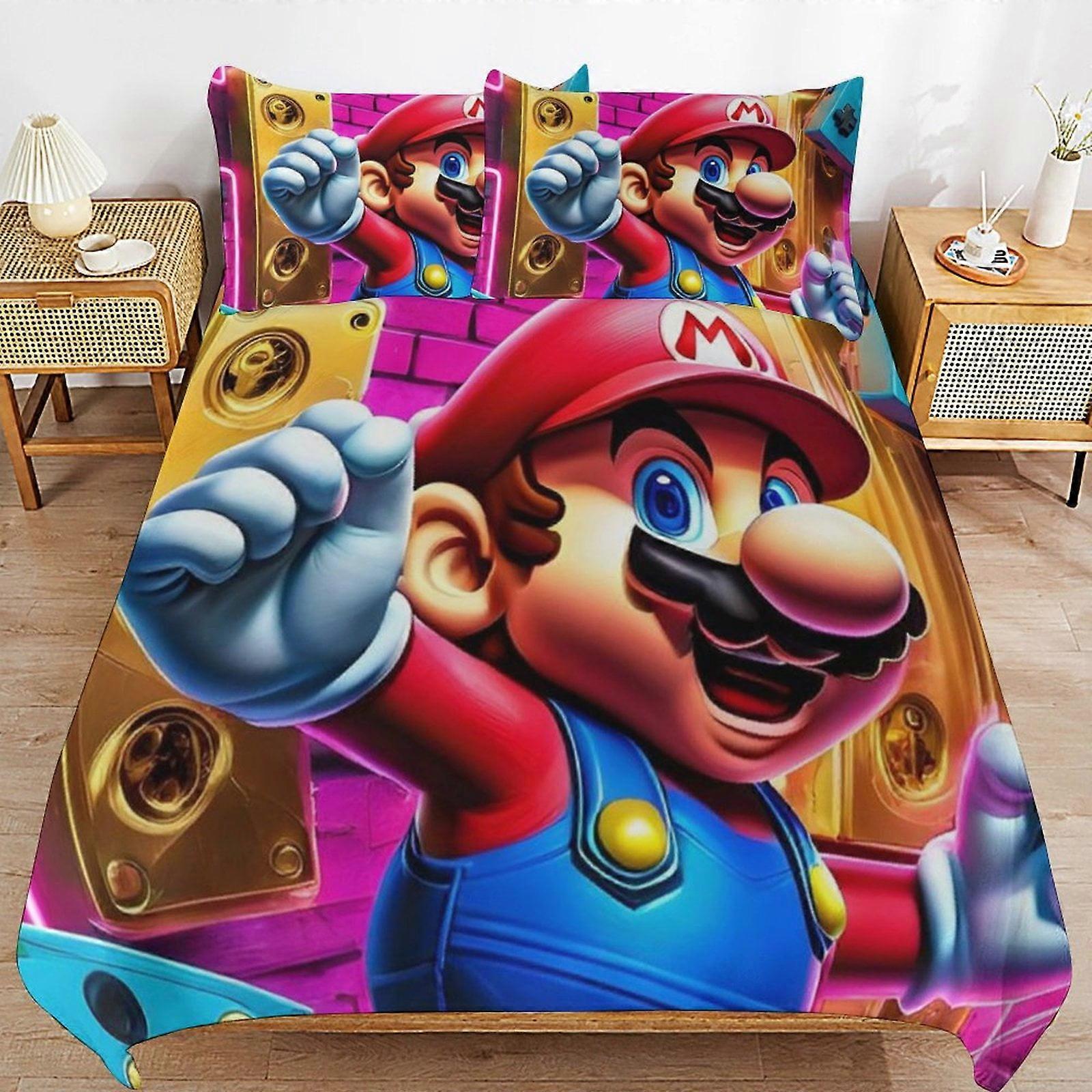 Bedding set JP112 Super Mario 3-Piece Comforter,Super Mario Bedding Set, Soft Microfiber Duvet Cover Set with Zipper Closure TH112