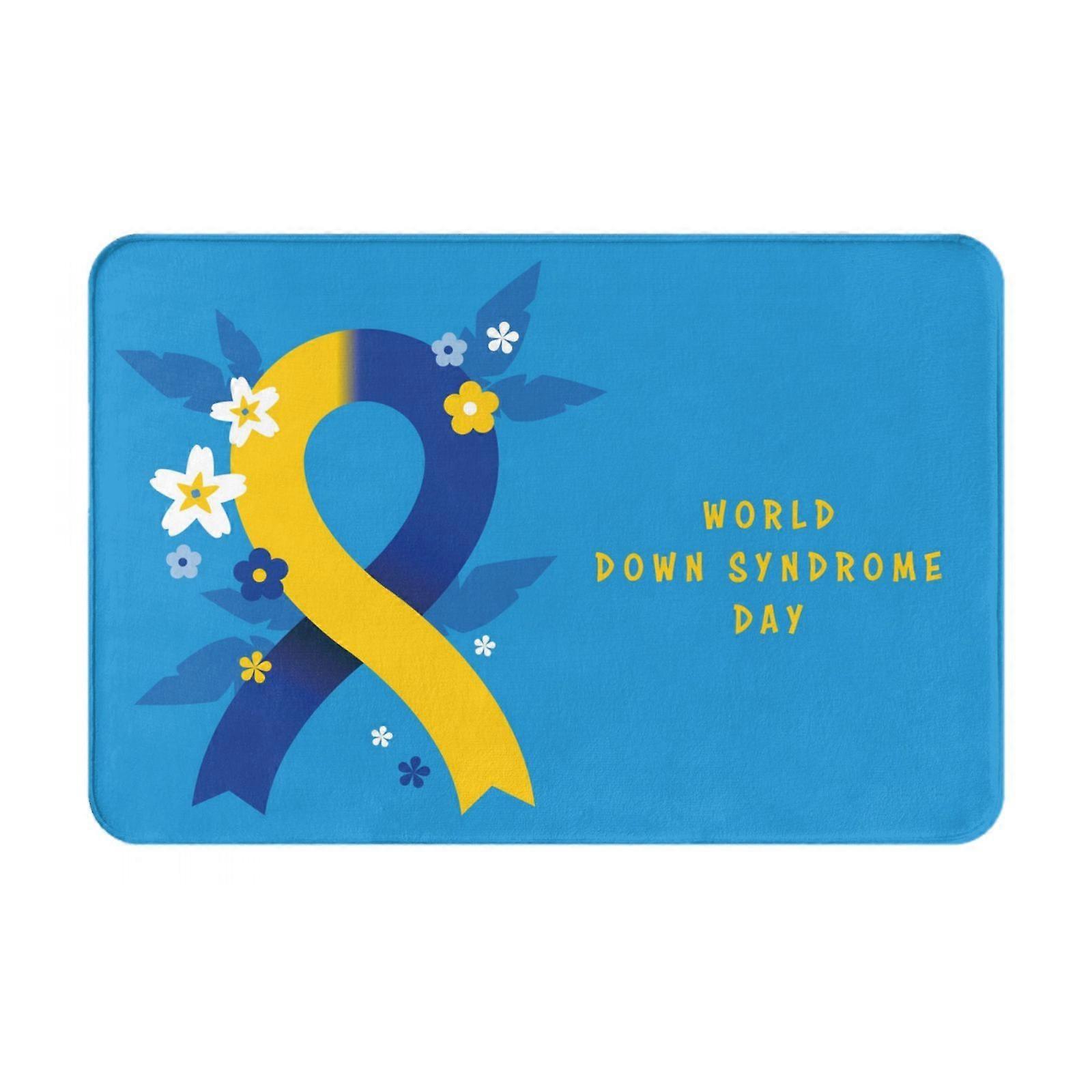 يوم التوعية بمتلازمة داون 03 ممسحة داخلية غير قابلة للانزلاق حصائر الباب الأمامي حصائر قابلة للغسل للمدخل ، أرضية داخل الباب الخلفي الشرفة في الهواء الطلق داخلي 16x24in