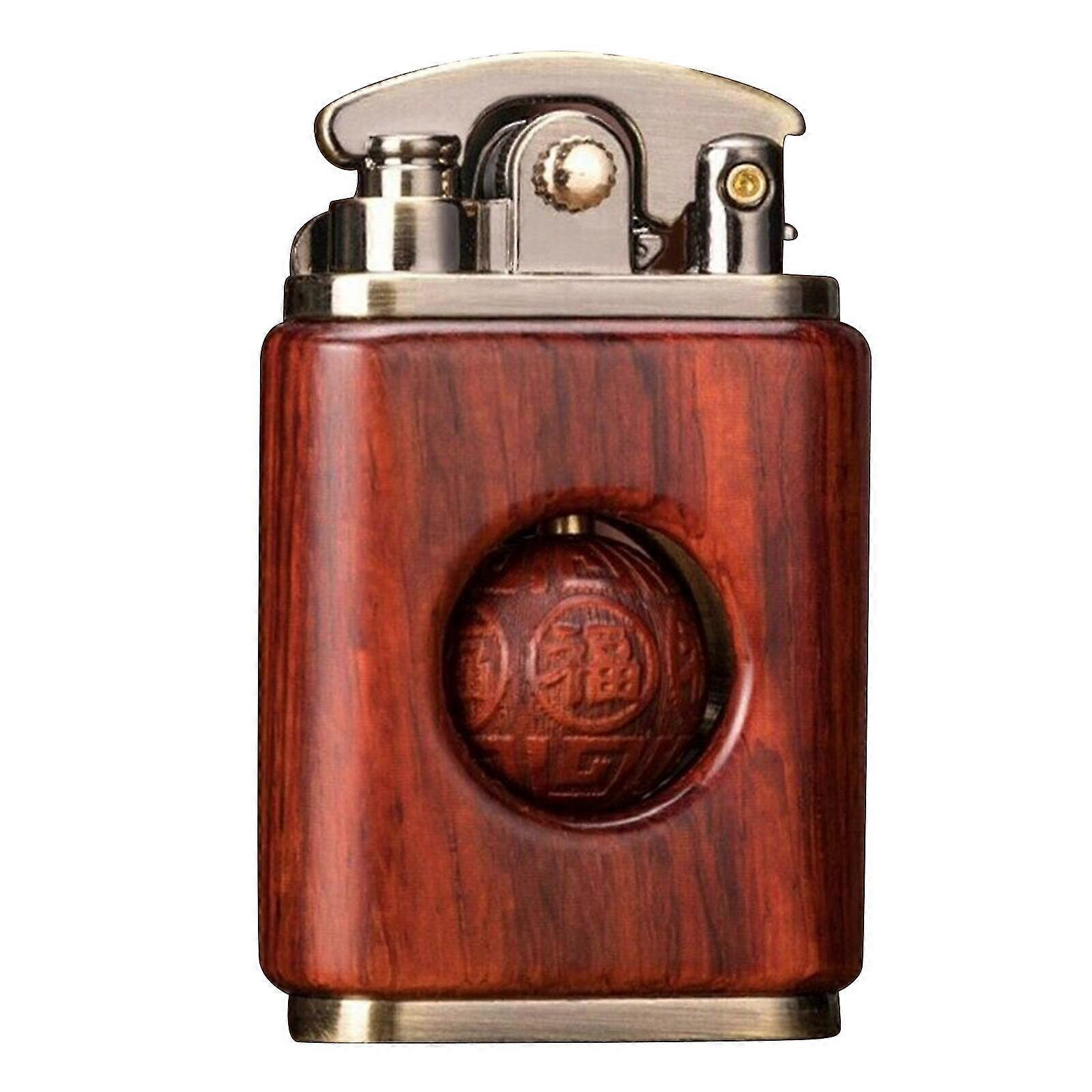 Wood Pattern Lighter Middle Rotary Ball Anti-static Portable Retro Lighter