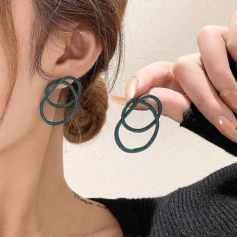 Geometric Green Earrings Coating Irregular Earrings