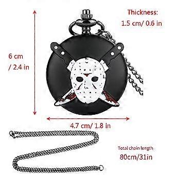 Preto Halloween Duplo Ghost Faca Punk Caveira Dial Quartzo Pocket Watch Colar Pingente Rua Festa Presentes Joias para Homens Mulheres