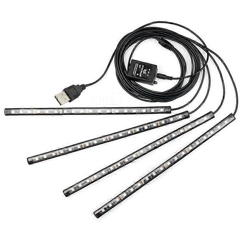 4X 36LED RGB Car Interior Atmosphere Light Strip Bar Bluetooth APP Music Control LED Strip Lights