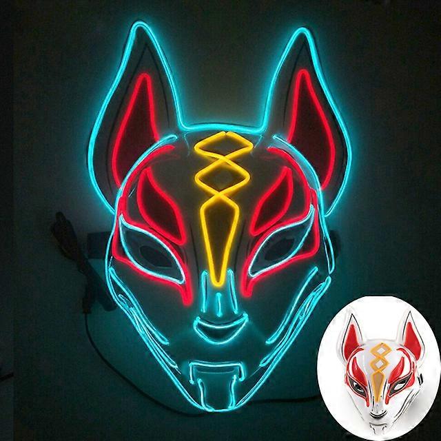 Glowing Anime Mask Japanese Bleach Cosplay LED Neon Japanese Anime Mask Luminous Party Masquerade For Halloween Carnival