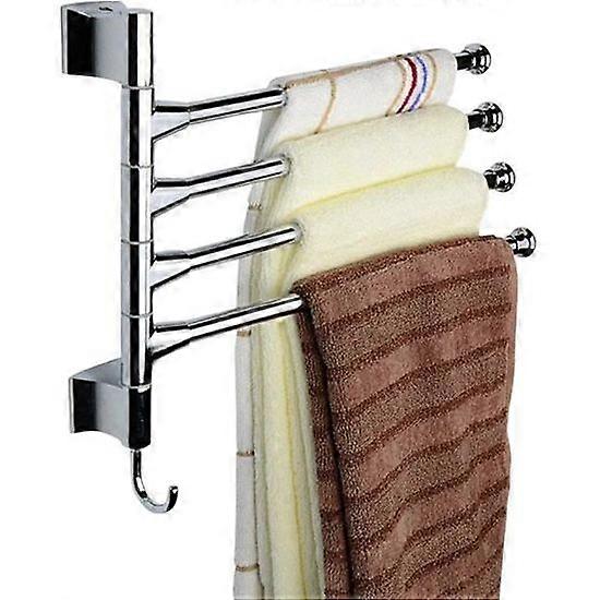 Towel Rack 4 Adjustable Bars Stainless Steel Wall Bathroom