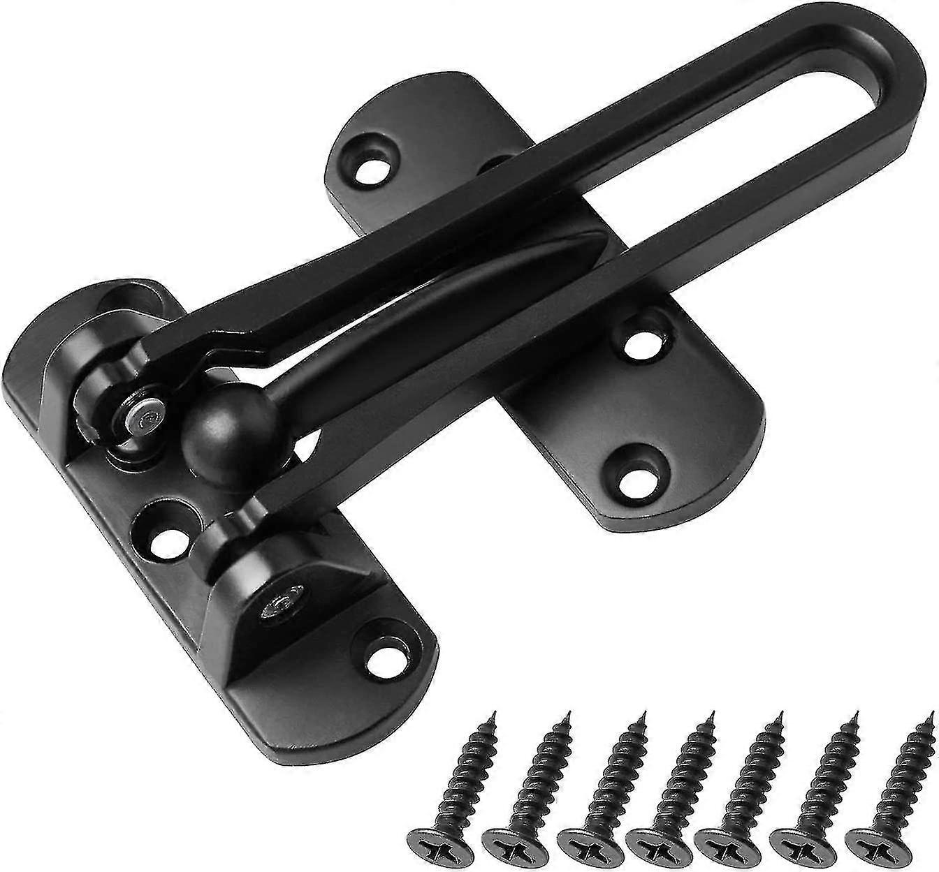 Door Reinforcement Lock Latch Swing Bar Lock For Home Security Front Door Locks For Kids Thicken Solid Aluminium Alloy (black)-YuJia