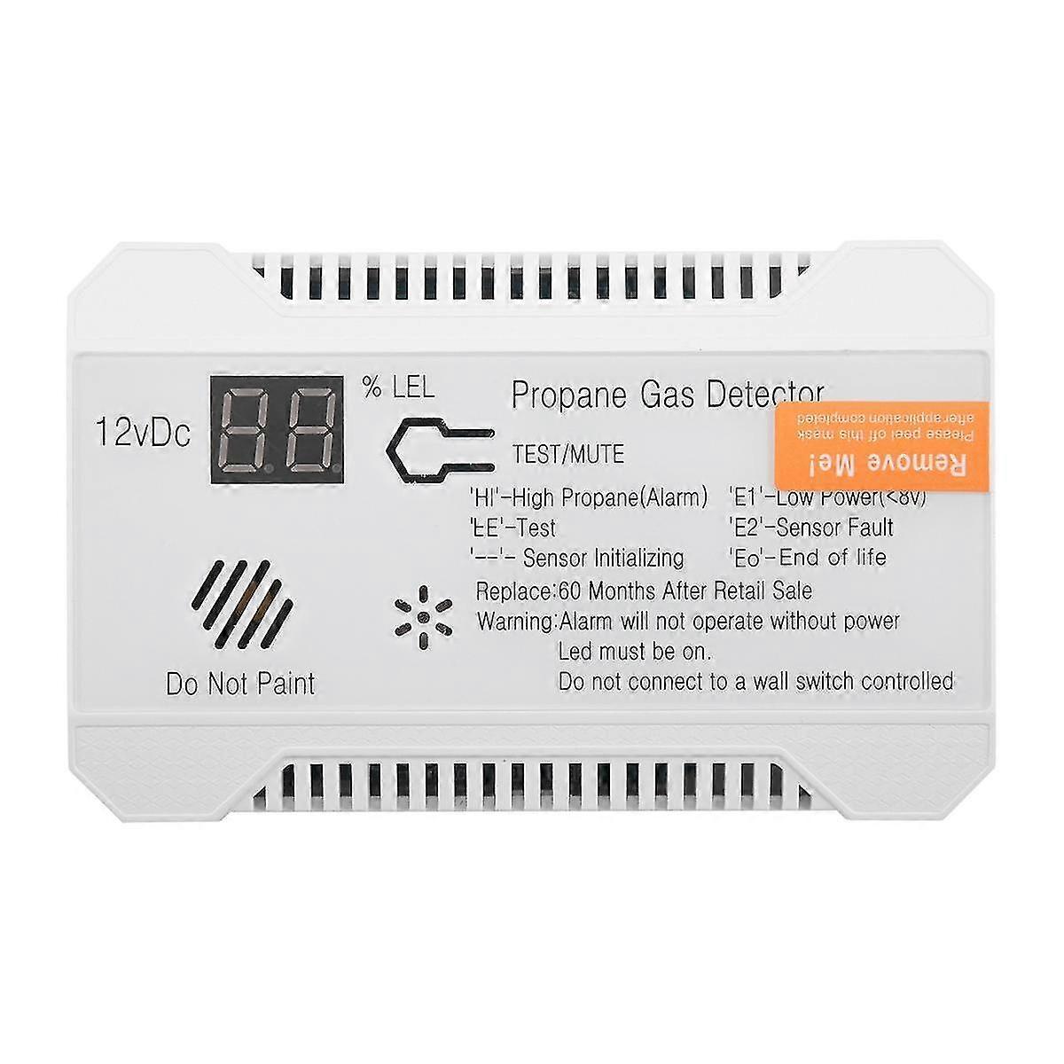 Propane Detector 12V Natural Gas Sensor Leak Alarm 85DB Siren for Car RV Home Digital Propane Tester Meter(White)