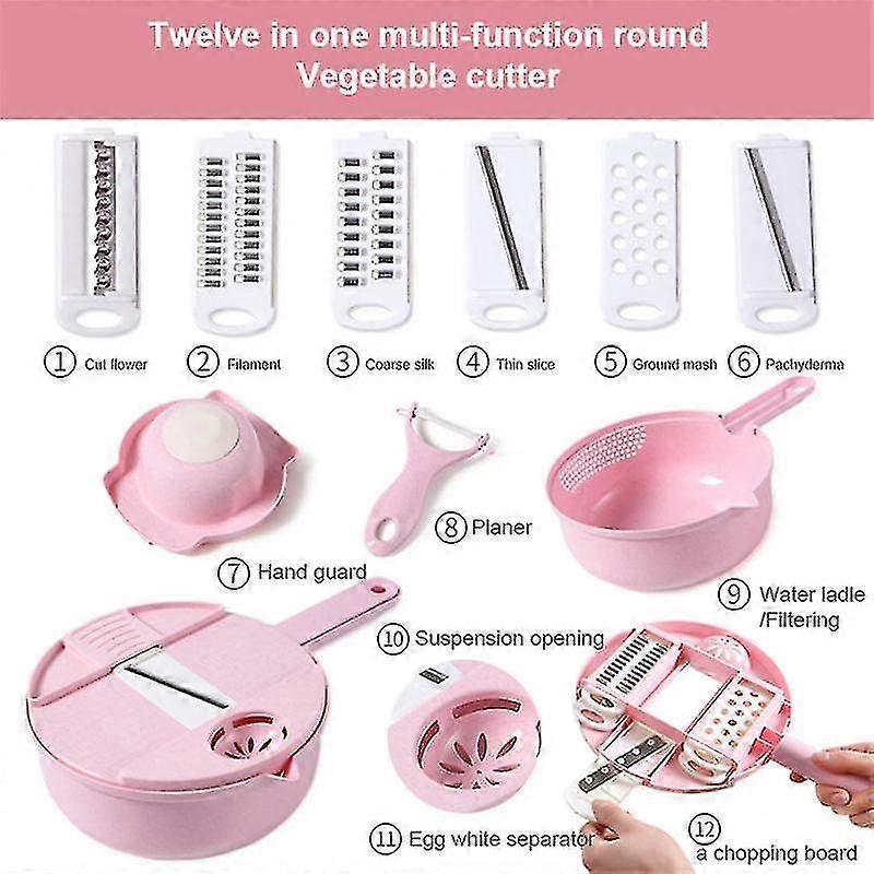 12 In 1 Multifunctional Vegetable Cutter Shredders Slicer Manually Cut Shred Grater