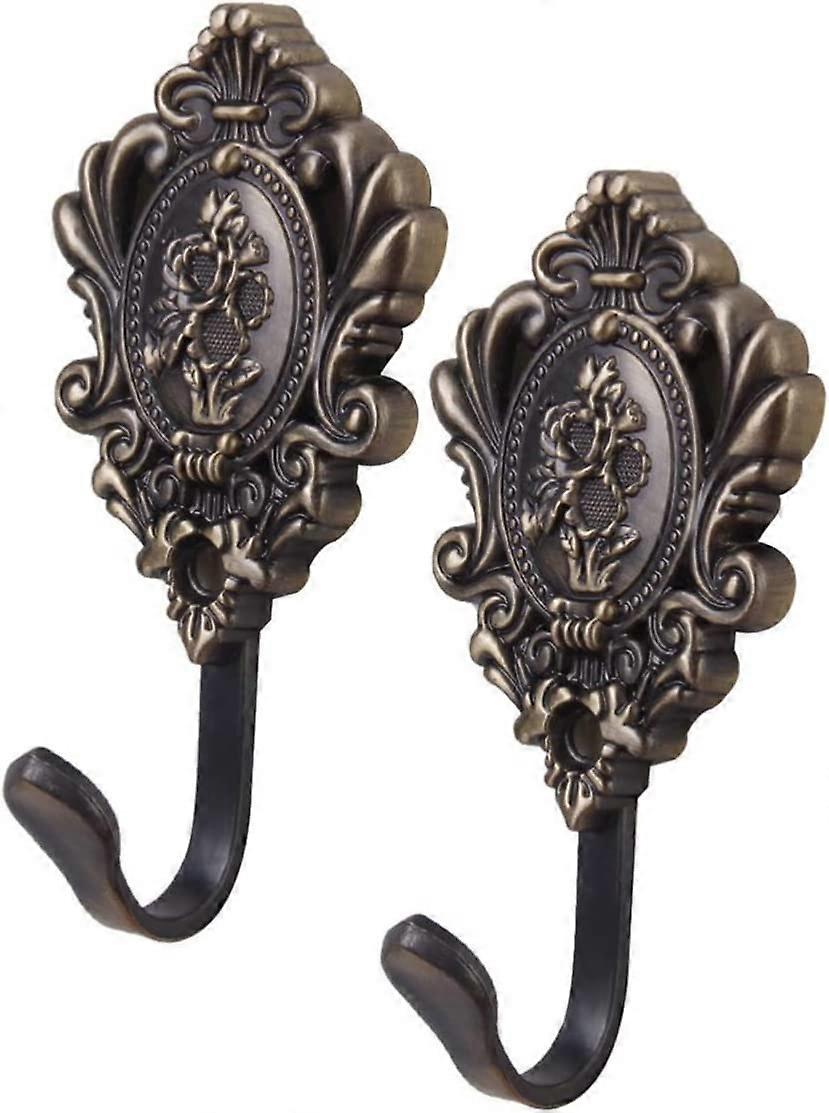 Liangnv 2pcs Curtain Hooks Holdbacks Tieback Rose Pattern(Bronze)