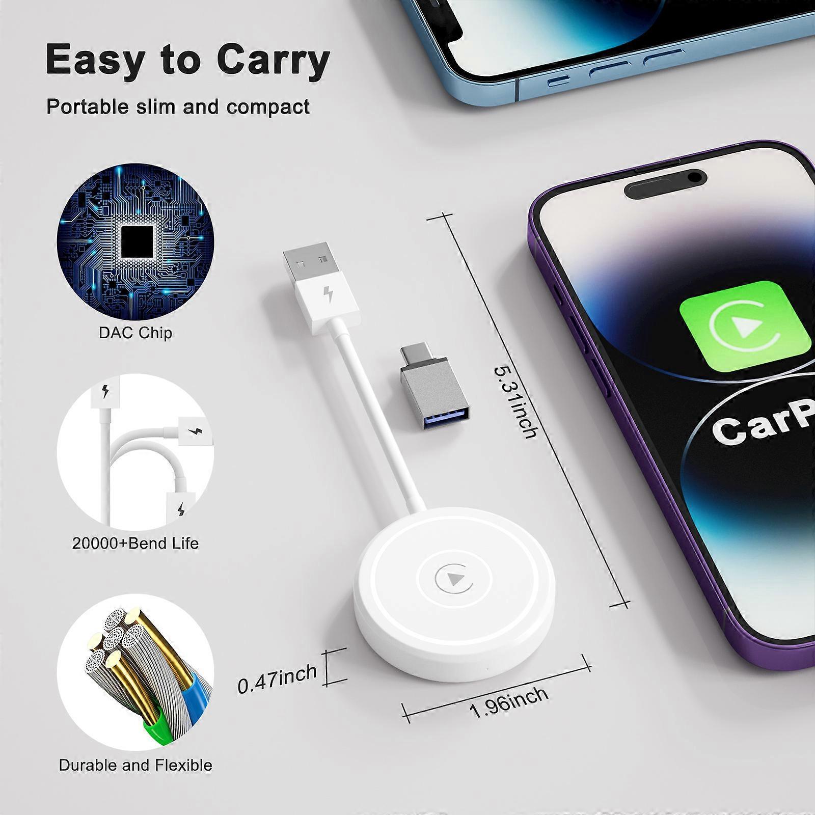 For Apple Carplay Wireless Adapter WIFI 2.4+5GHz Wired To Wireless Carplay Adapter 5.0 Bluetooth Adapter TV Box For iPhone 14