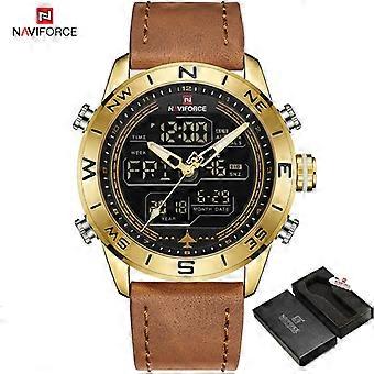 Marca de Lujo Hombre NAVIFORCE 9144 Ejército Reloj Militar Digital Cuero Deportivo Relojes Impermeables Cuarzo Hombre Reloj Relogio Masculino