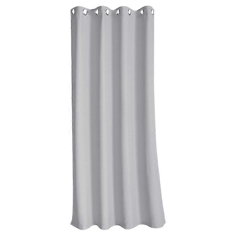 Grommet Curtain Solid Color Waterproof Polyester Sun Blocking Floor Drape for Outdoor