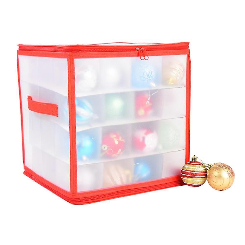 Clear Christmas Bauble Storage Box Cube with Dividers Stores up to 64 Baubles
