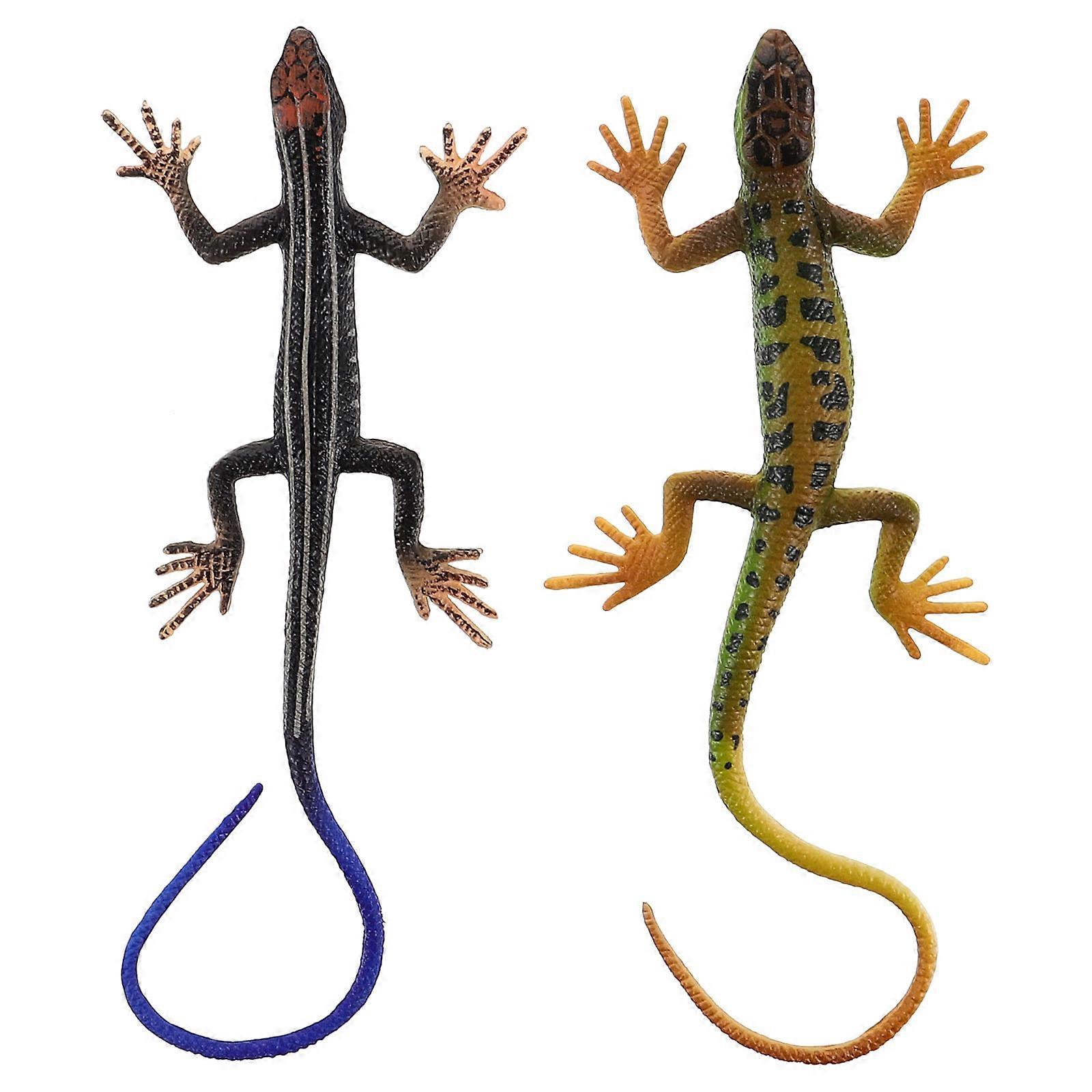 NUOBESTY 2pcs Plastic Lizard Models Colorful Artificial Reptile Lizards Forest Lizards with Realistic Looking