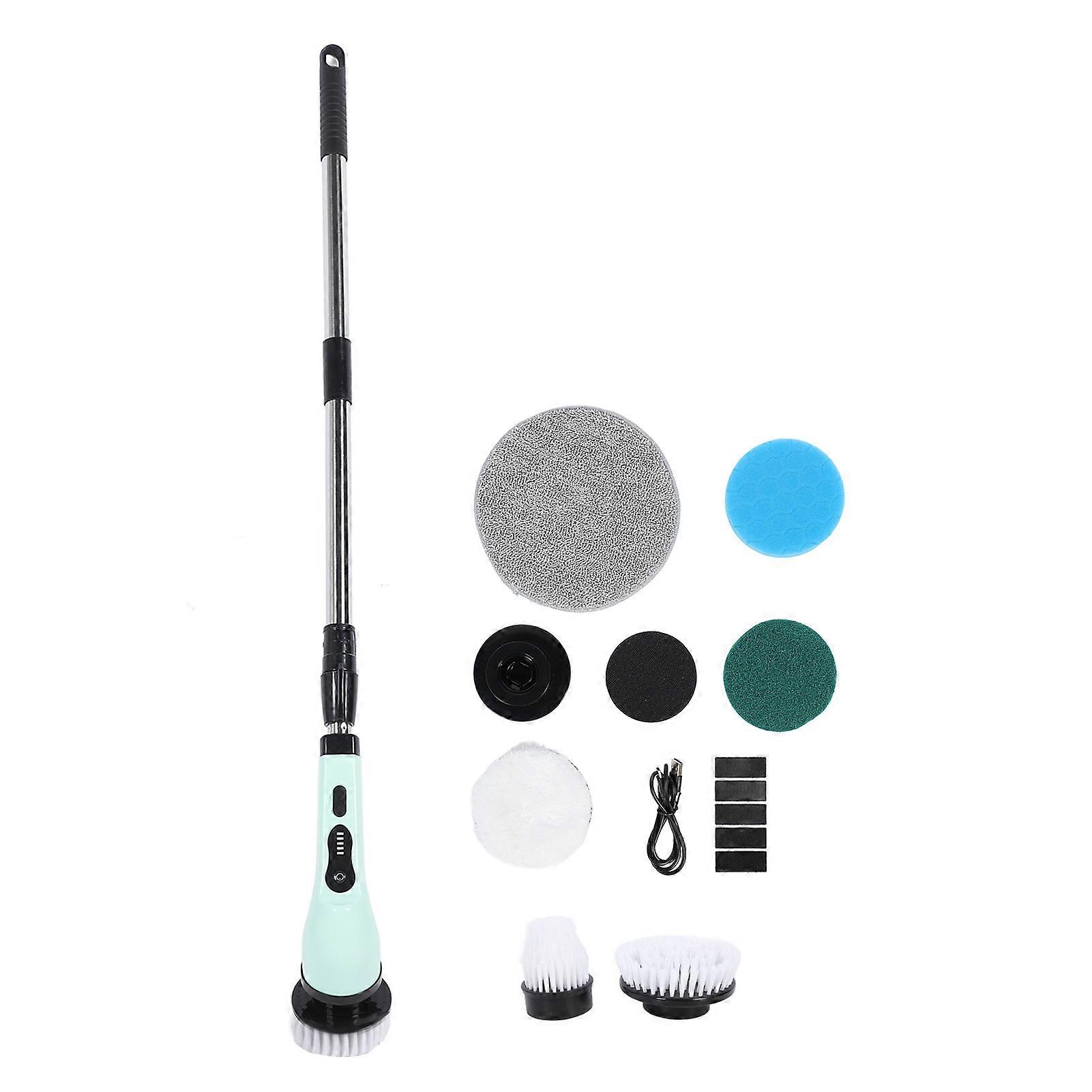Electric Spin Scrubber Adjustable Handle Cordless Electric Cleaning Brush with 6 Replacement Brush Heads for Bathtub Sink Window