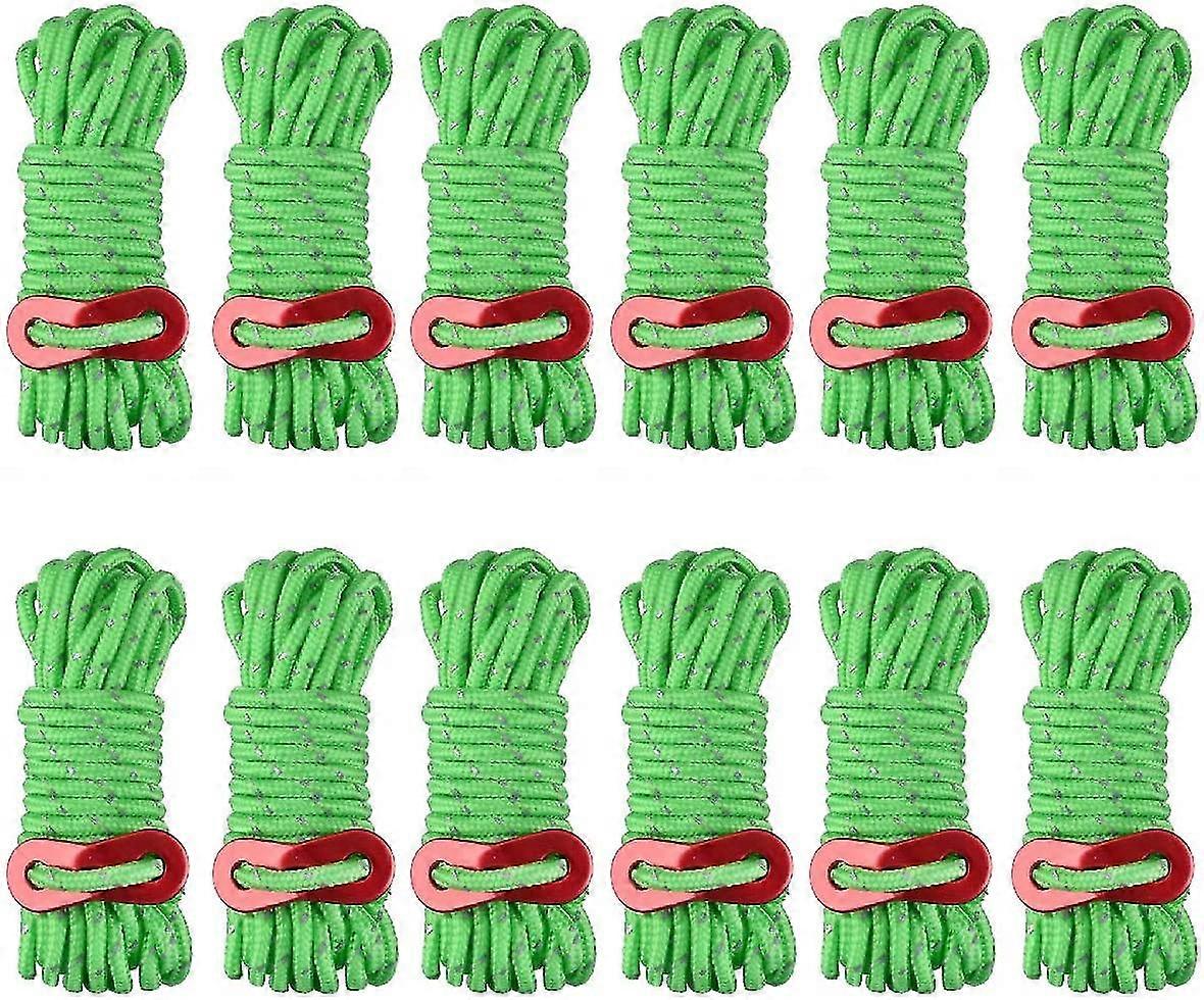 12pcs Reflective Tent Rope (green)