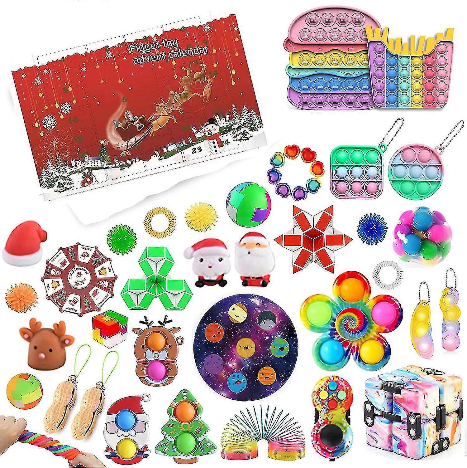 Fidget Oyuncaklar 24 Gün Noel Noel Takvimi Paketi Anti Stres Oyuncaklar Kiti Stres Giderici Figet Oyuncak Kör Kutusu Çocuklar Christma_1