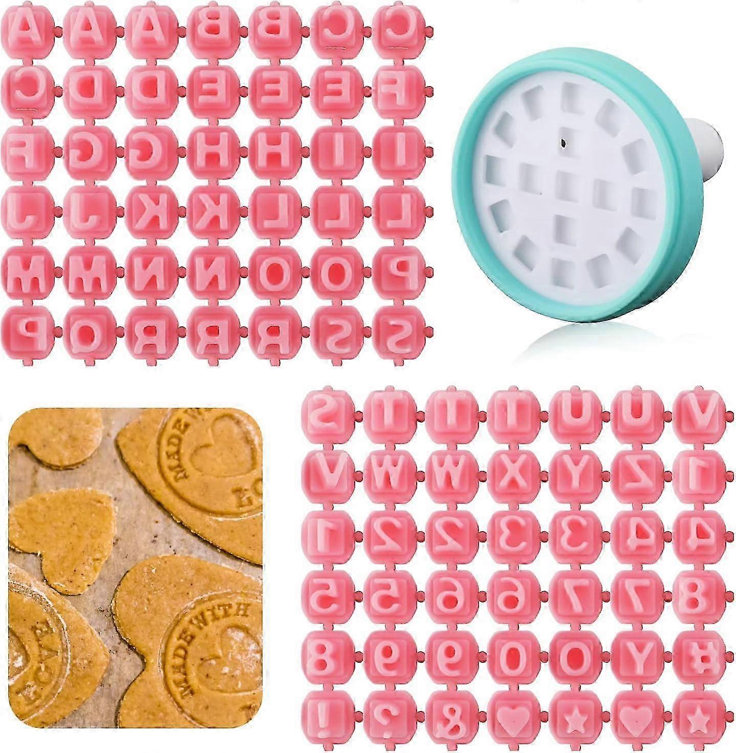 2stk bogstav- og nummerstempler, plast ler stempler til cookie, kiks, keramik DIY projekter - lyserød