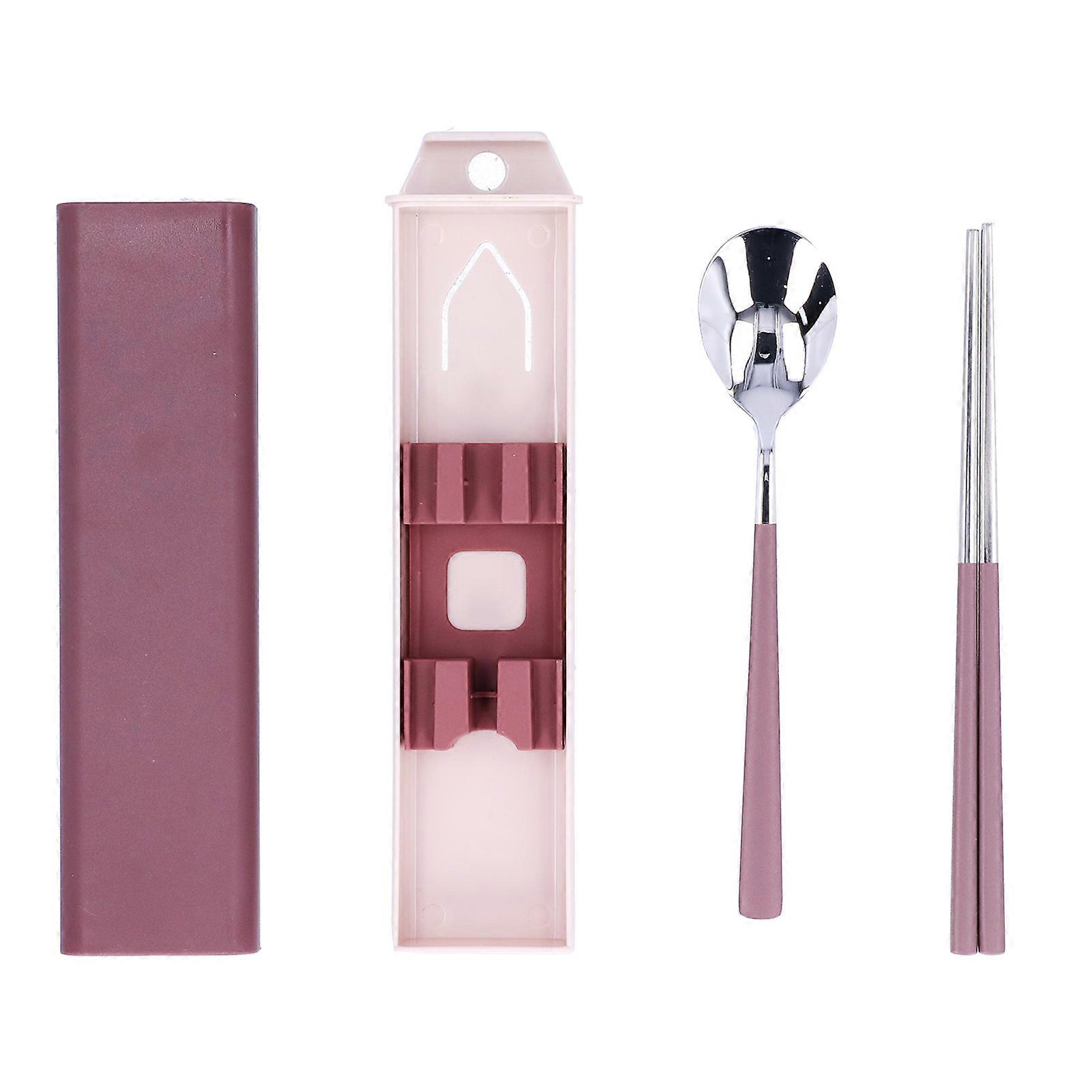 Rejse Bærbar Pull Type Ske Spisepinde Rustfrit stål Bestik Bestiksæt Rejseredskaber