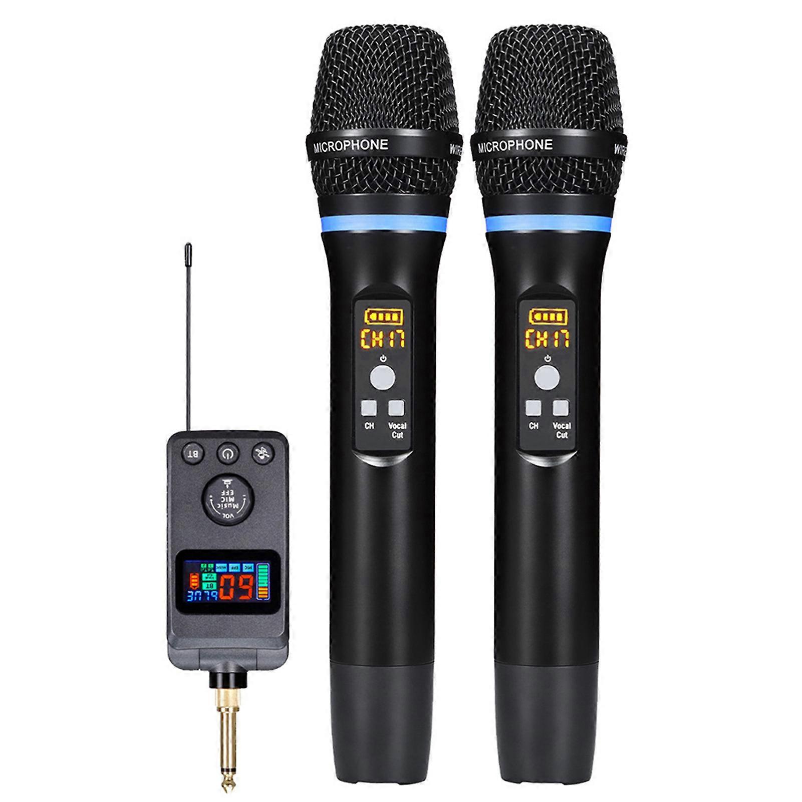 Bluetooth-compatible Wireless Mic Set with Receiver Handheld Dynamics Mic System Set for Wedding