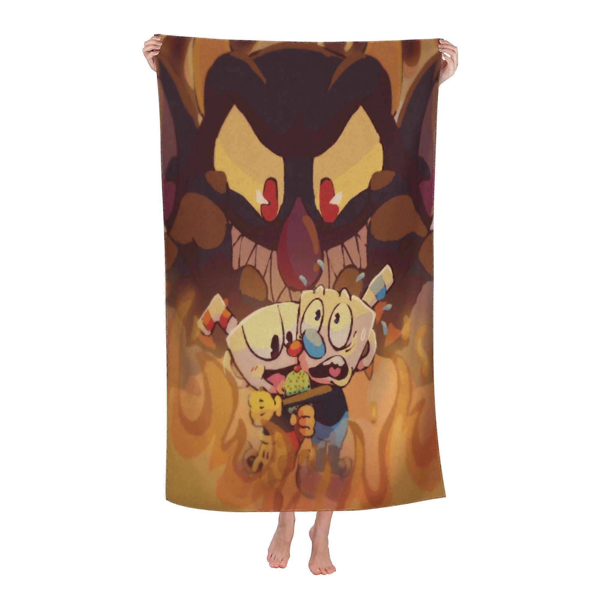 k187 Cuphead Beach Towel, Large Microfiber Bath Towel mtdw187
