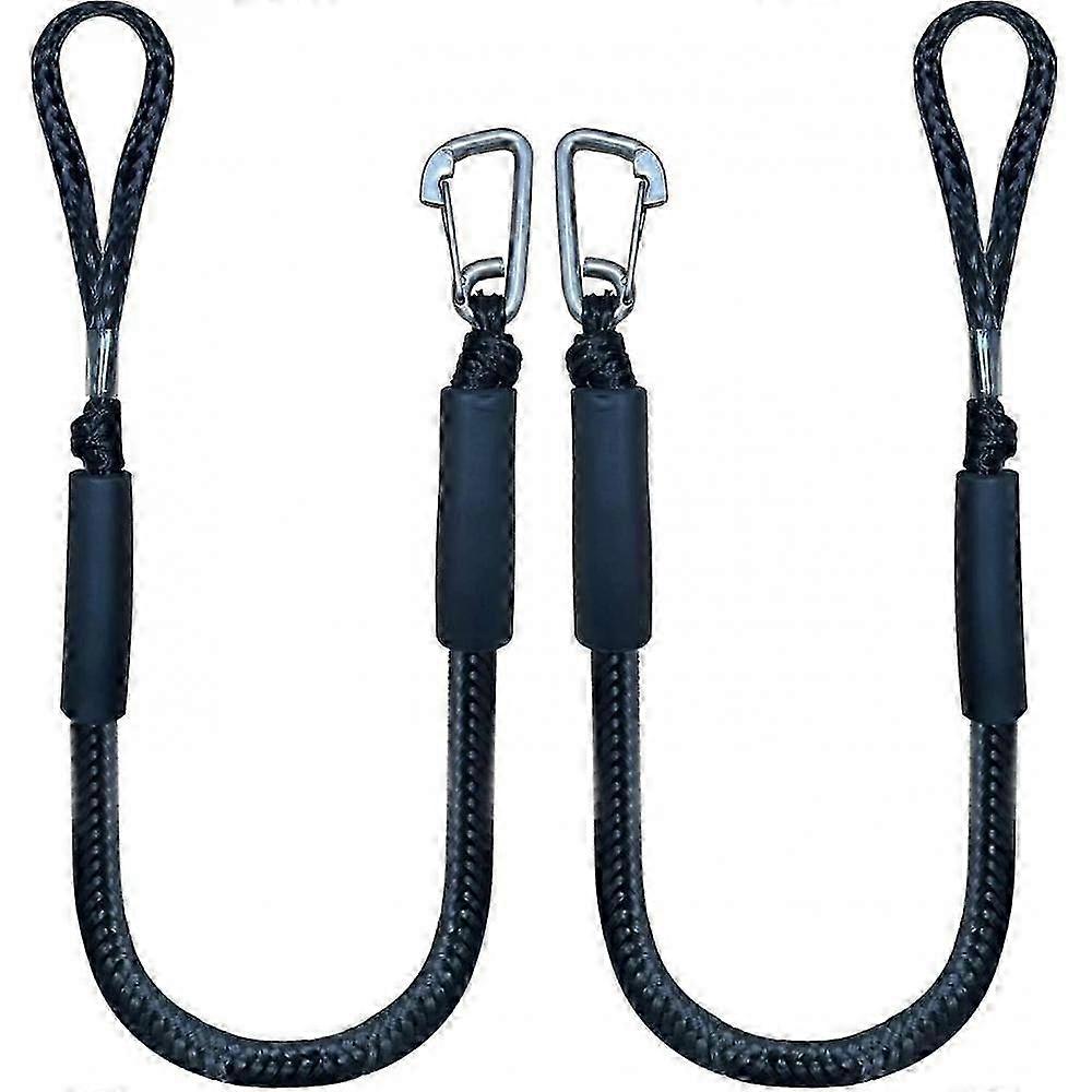 Bungee Dock Line With Hook , Black Mooring Rope For Boat 4 Ft 2 Pack & Black SPY