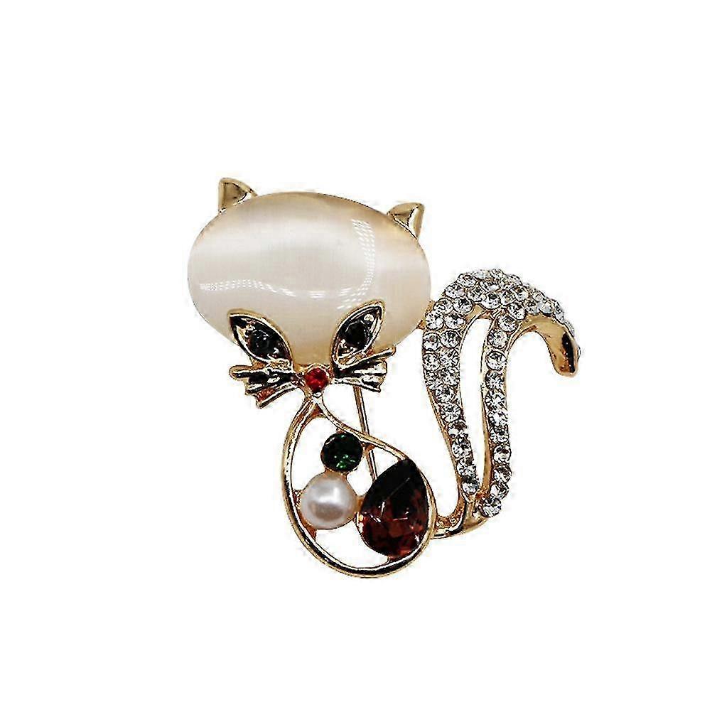 Cute Brooch Pin Fox Corsage Rhinestone Inlaid Alloy Bridal Brooch