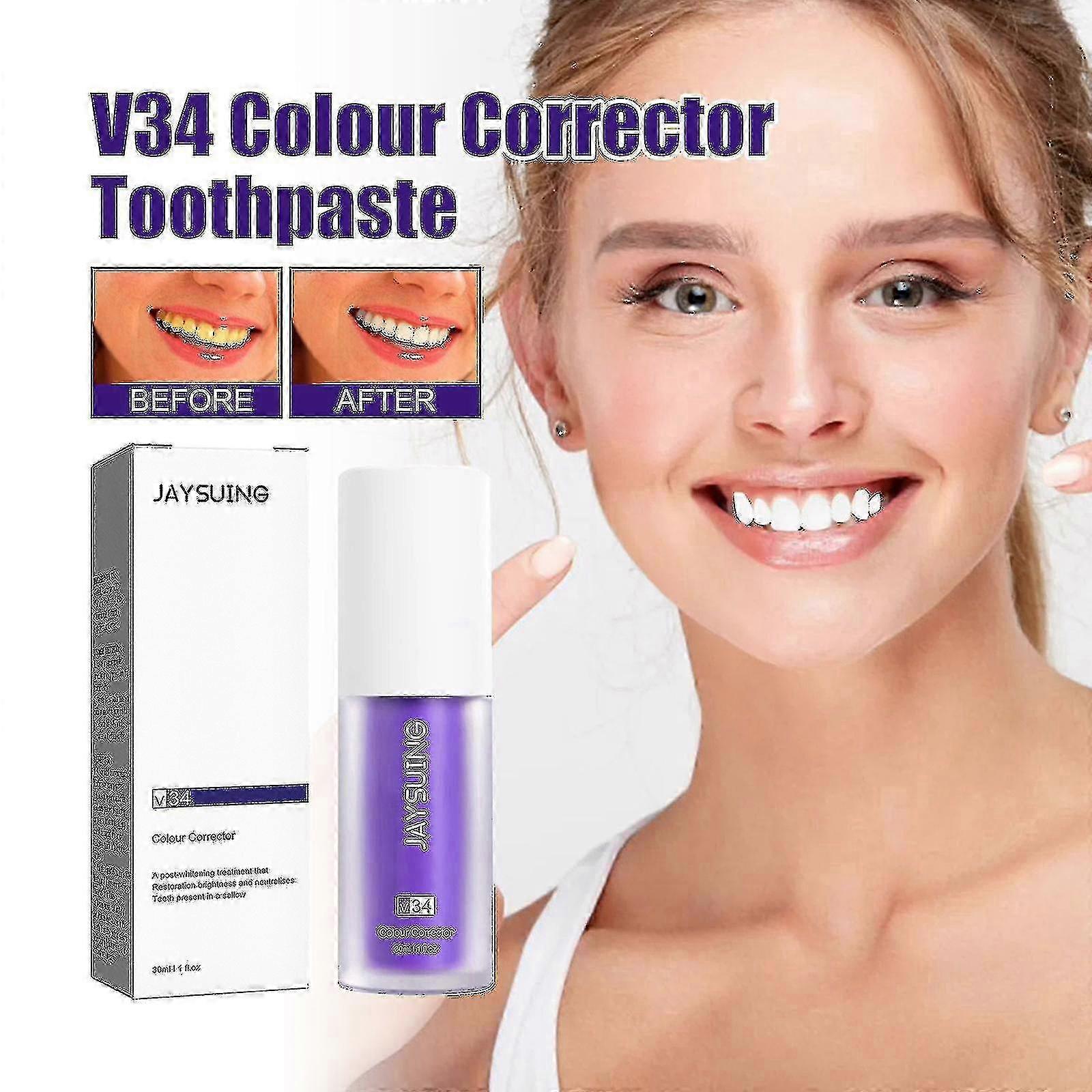 1pc Jaysuing V34 パープル歯磨き粉 クリーン マウス 臭い 歯の汚れ 美容歯 ホワイトニング 歯のケア 歯磨き粉 |1パソコン