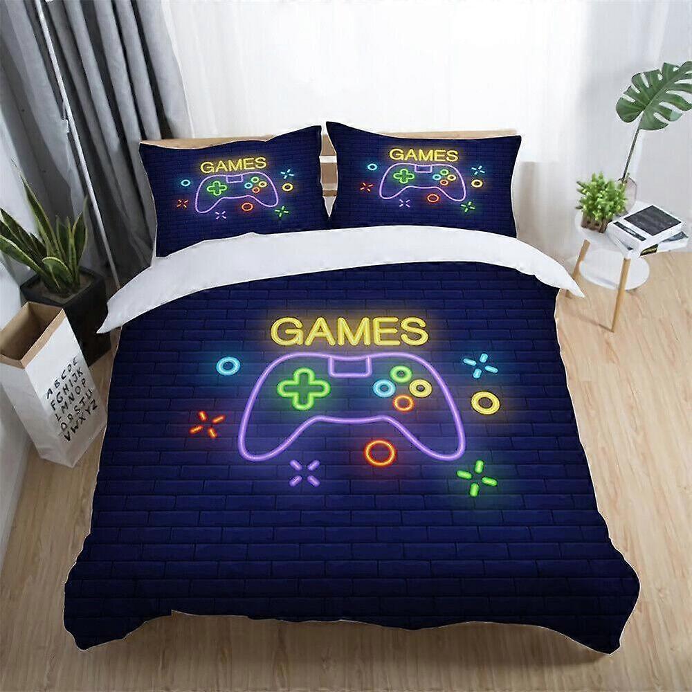 a297 Lençóis de Cama Console de Jogos Alça Unicórnio Lobo Dragão Gato Colcha Conjunto de Capa de Edredão Roupa de CamaConjunto de Cama de 3 Peças (1 Capa de Edredom + 2 Fronhas) Tm2