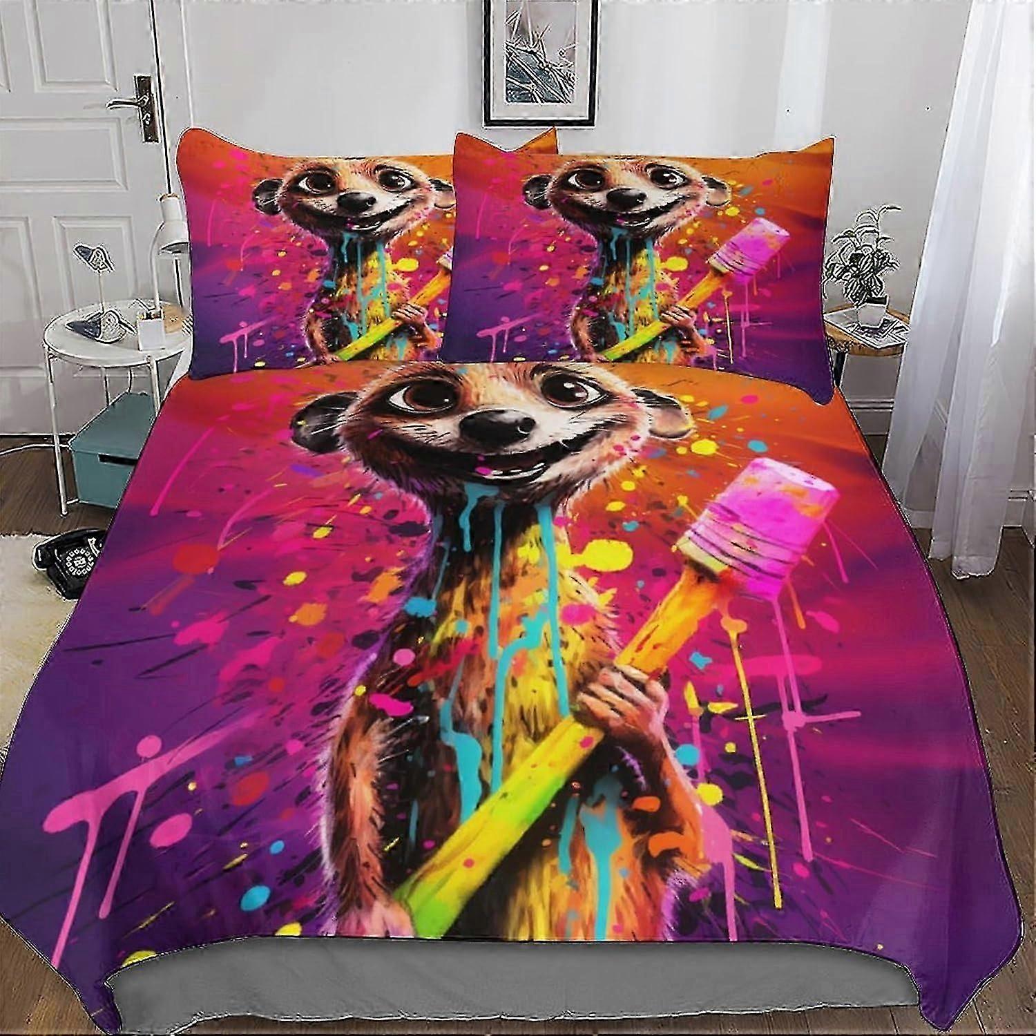 J3342 ملاءات السرير أغطية لحاف ميركات أطقم الفراش ، مع غطاء لحاف بسحاب للإغلاق 3 قطع سهلة العناية وغطاء لحاف قطني بولي فائق النعومة مع Pi