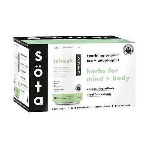 SOTA Organic Sparkling Tea & Adaptogens Refresh Lime & Dandelion, 6 X 355 Ml (Case Of 4)