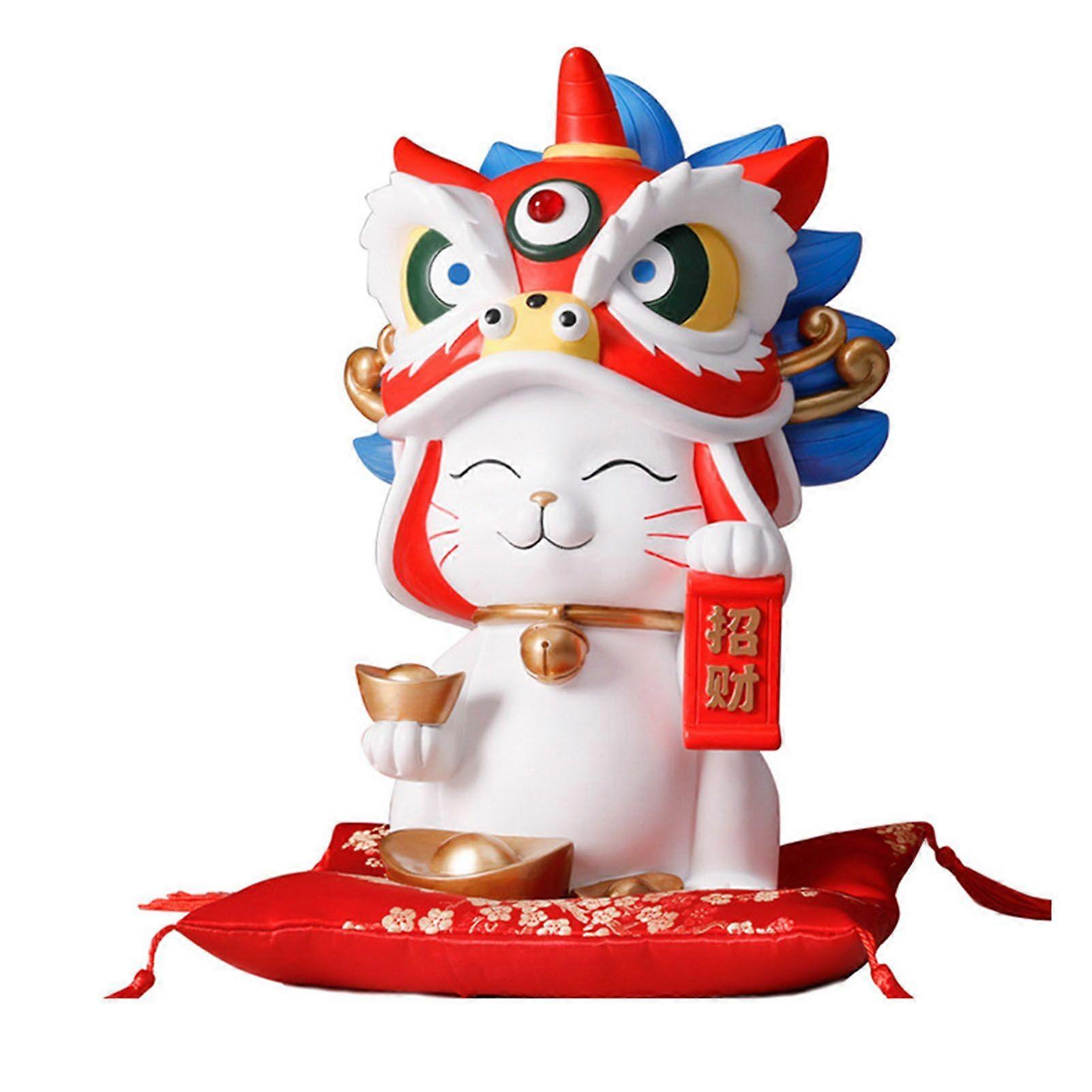 Fortune Cat Φιγούρα Στολίδι Fortune Cat Saving Pot Coin Coin Bank Διακόσμηση για Κατάστημα Γραφείο Λευκό