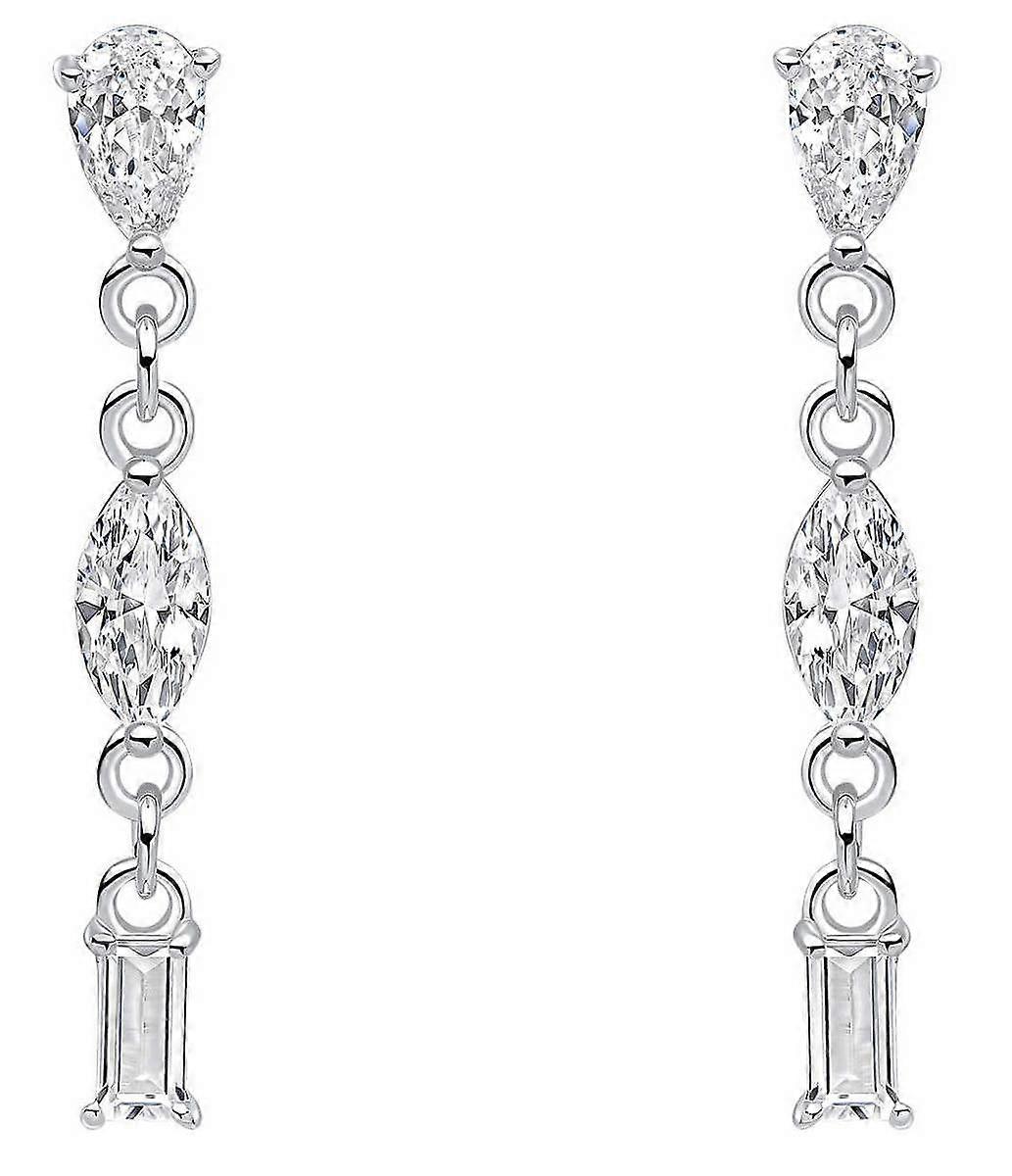 Beginnings Mixed Shapes Long Drop Earrings - Silver