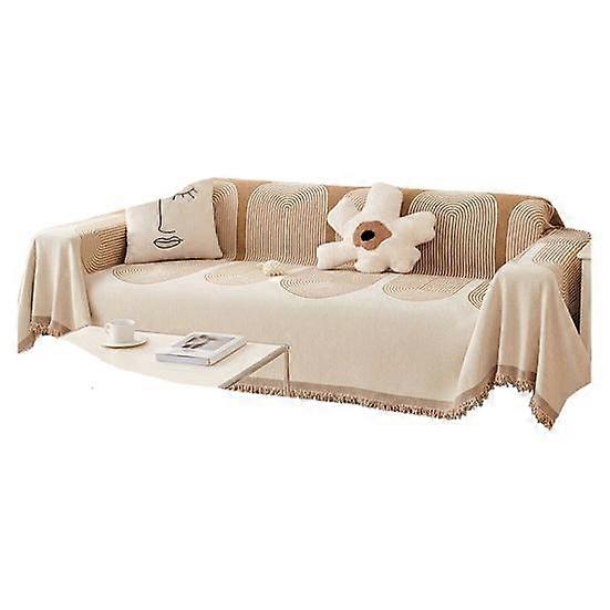 Modern Geometric Sofa Cover Fringed Soft Flannel Four Seasons Universal Home Office Three-seater Couch Slipcover Furniture Protector