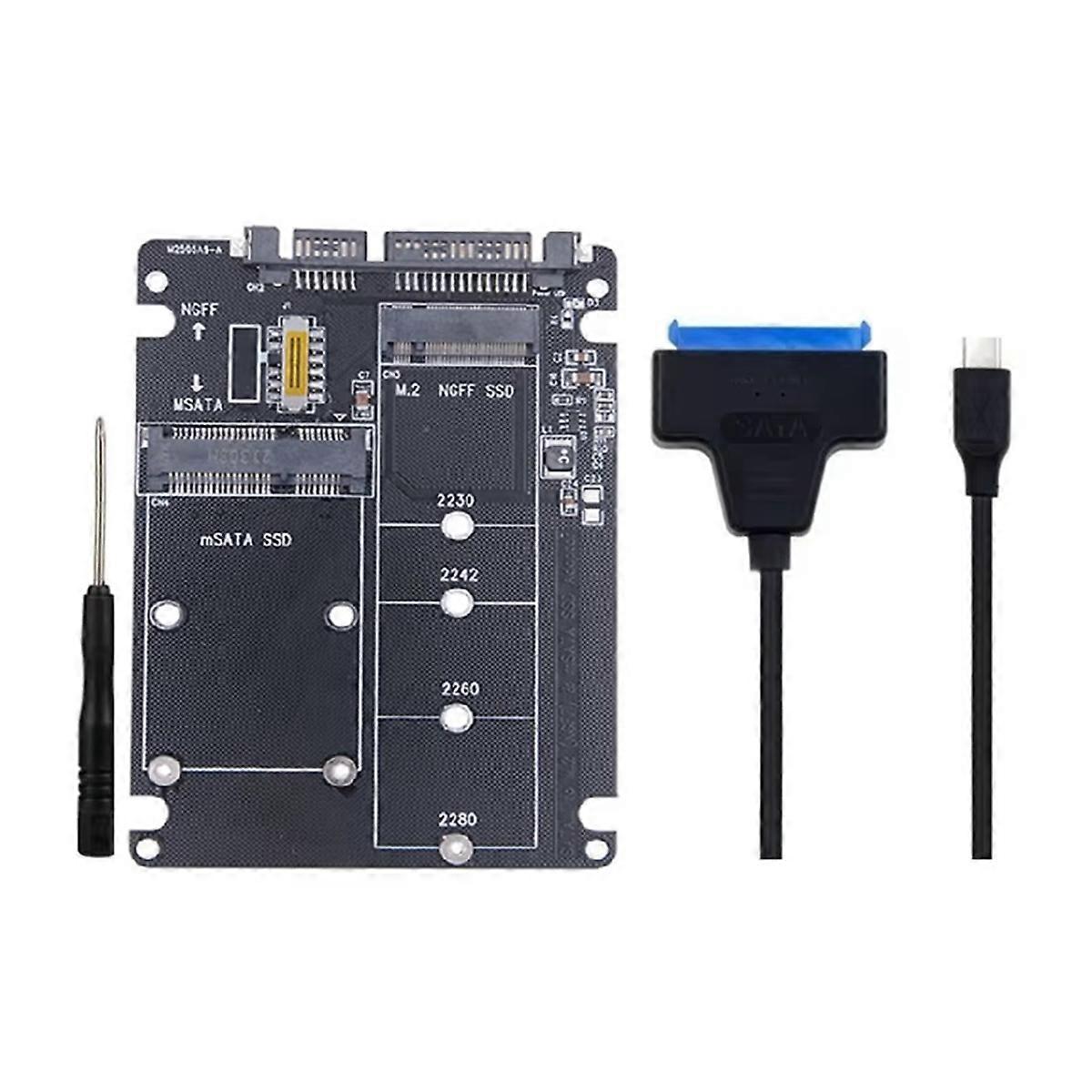 MSATA to USB Adapter MSATA Enclosure M.2 NGFF MSATA SSD to SATA 3.0 Adapter Riser Board M.2 Box Cab