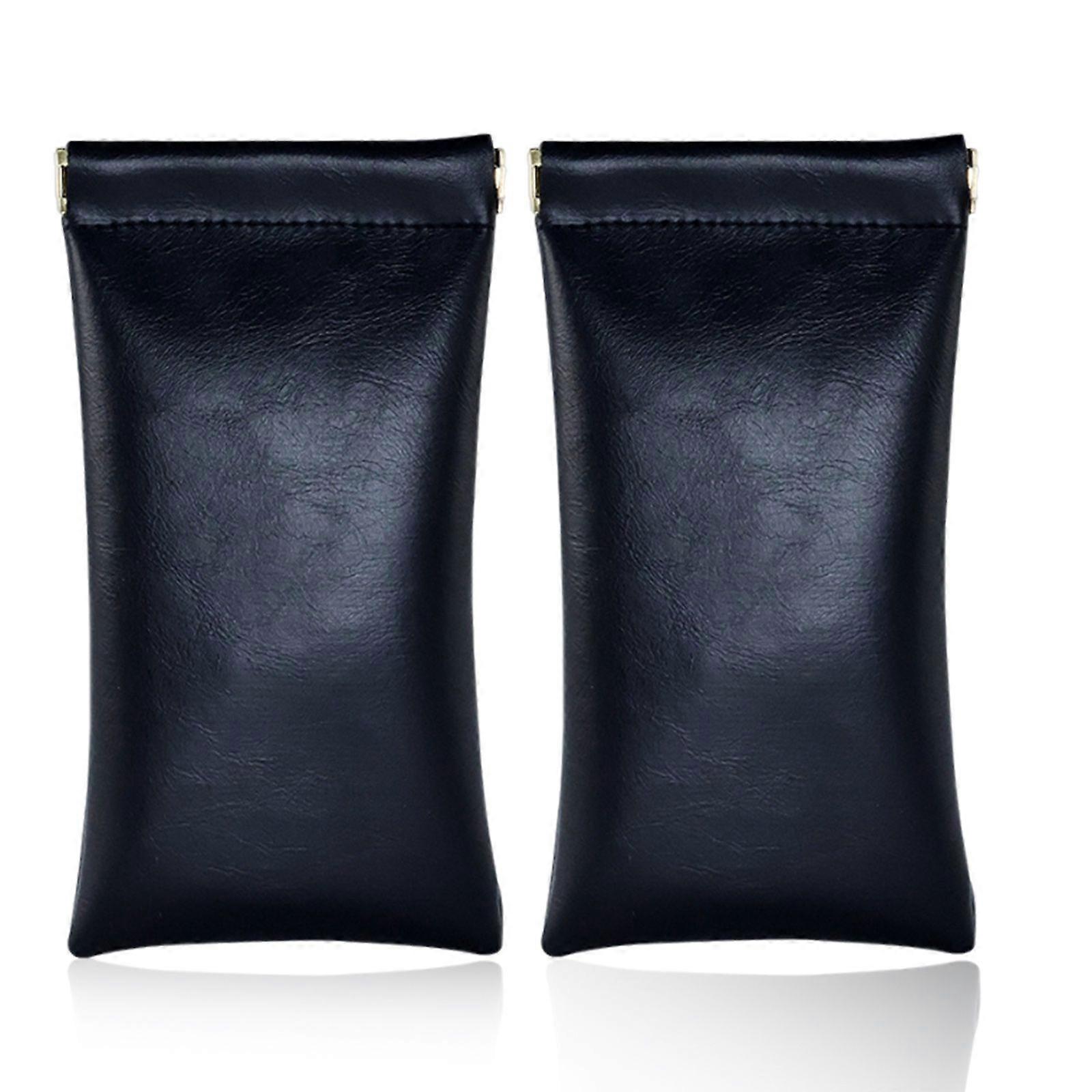 2pcs black leather glasses bag -18 * 9cm