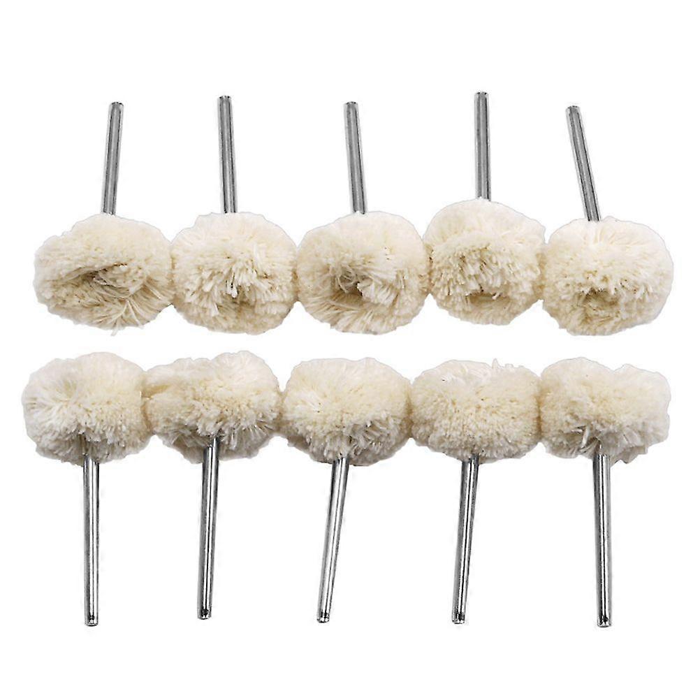 10pcs 3.0 Handle Mounted Wool Polishing Wheel for Rotary Tools Surface Polishing