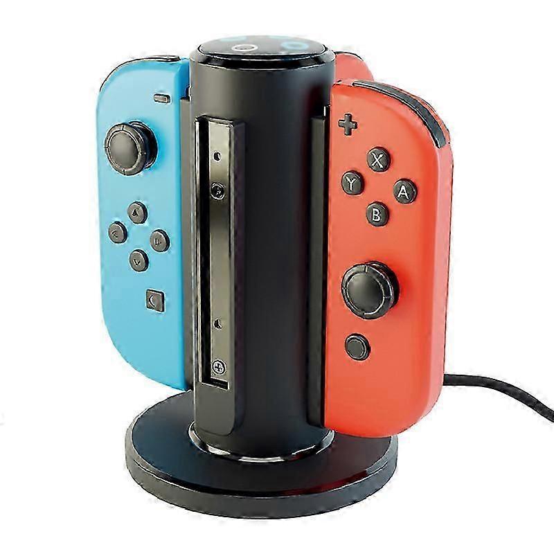 Quadruple Joy-Con Charger - 4-Slot Switch Charging Station - Charging Stand Compatible with Nintendo Switch Controllers - LED Charging Indicator, Foot