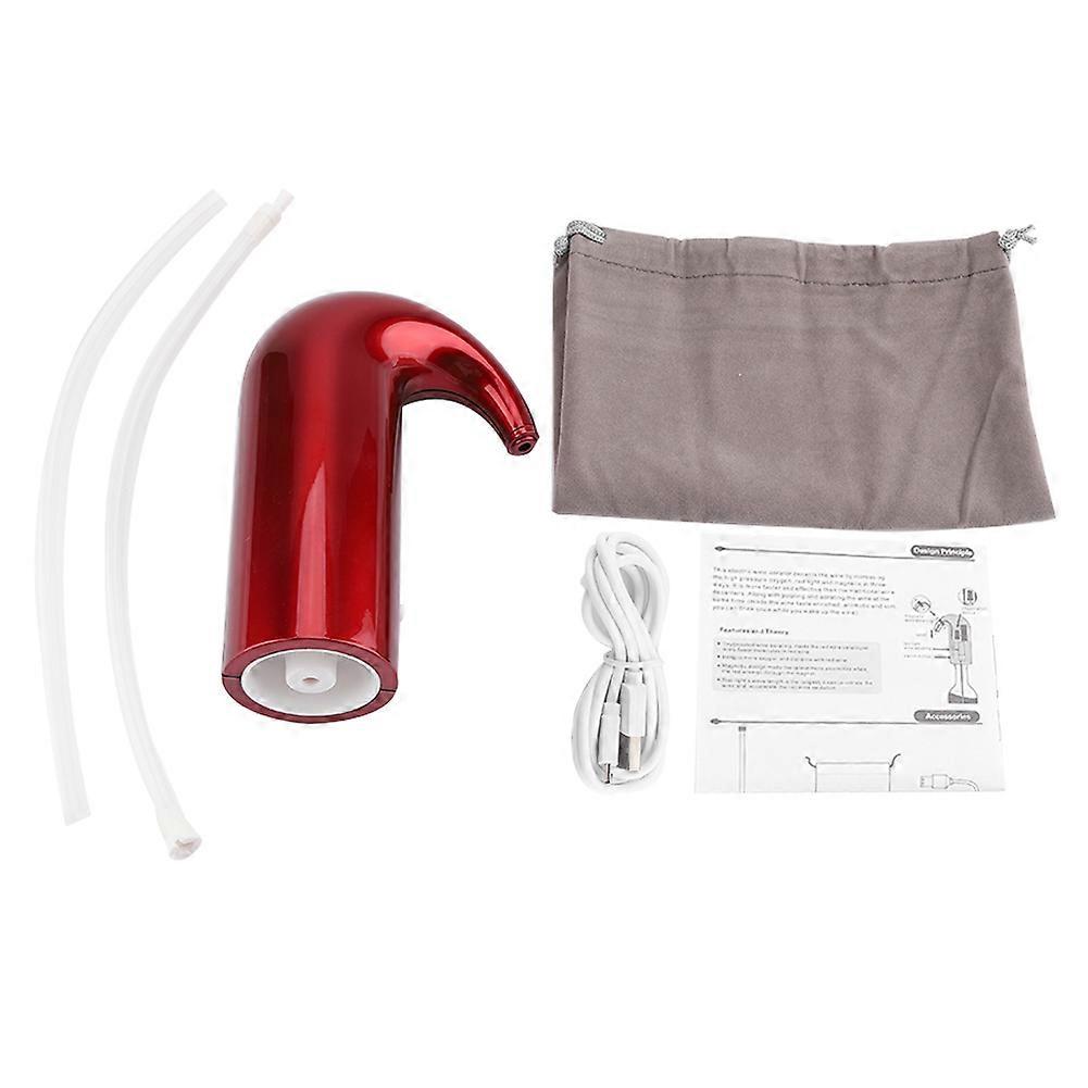 USB Rechargeable Multi-Functional Electric Wine Aerator Automatic Decanter Dispenser (Red)